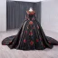 Elegant Black 3D Lace Flower Glitter Sequins Prom Dresses 2024 Ball Gown Scoop Neck Long Sleeve Royal Train Prom Formal Dresses
