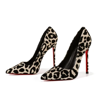 Sexy Champagne Leopard Print Evening Party Pumps 2023 Leather 12 Cm Stiletto Heels Pointed Toe Pumps High Heels