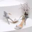 Glitzernden Silber Pailletten Schmetterling Sandalen Damen 2022 Cocktail Abend 11 cm Stilettos Knöchelriemen Peeptoes Sandaletten Hochhackige