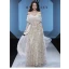 Glitzernden Sexy Champagner Pailletten Abendkleider 2023 A Linie Off Shoulder Schleife Kurze Ärmel Rückenfreies Lange Abend Festliche Kleider