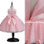 Charmant Rougissant Rose Anniversaire Volants en Cascade Robe Ceremonie Fille 2023 Robe Boule Encolure Dégagée Sans Manches Appliques Noeud Longue Robe Ceremonie Fille