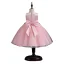 Charmant Rougissant Rose Anniversaire Volants en Cascade Robe Ceremonie Fille 2023 Robe Boule Encolure Dégagée Sans Manches Appliques Noeud Longue Robe Ceremonie Fille