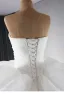 Luxury / Gorgeous White Cascading Ruffles Ball Gown Wedding Dresses 2024 Strapless Sleeveless Backless Court Train Wedding