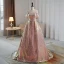 Glitzernden Pailletten Rose Gold Ballkleider 2023 A Linie Off Shoulder Ärmellos Rückenfreies Sweep / Pinsel Zug Ball Festliche Kleider
