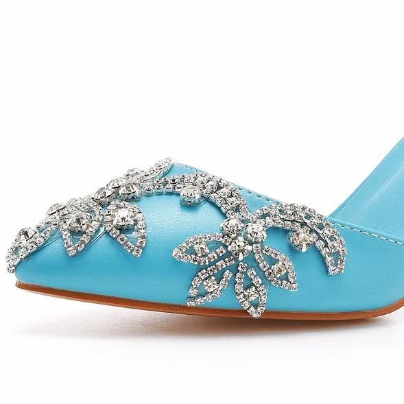 Chic / Beautiful White Rhinestone Wedding Shoes 2023 7 cm Stiletto Heels Pointed Toe Wedding High Heels