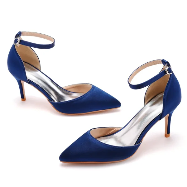 Modest / Simple Black Street Wear Womens Sandals 2023 Ankle Strap 7 cm Stiletto Heels Pointed Toe Sandals High Heels