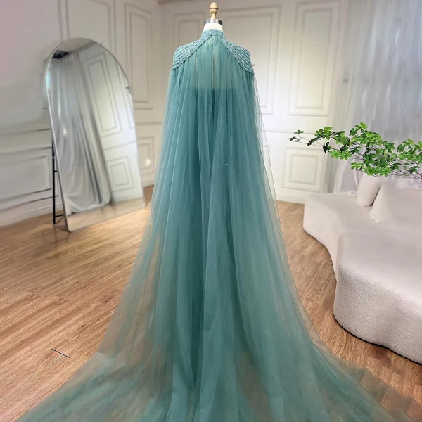 High-end Caramel Handmade  Beading Sequins Prom Dresses 2024 Trumpet / Mermaid High Neck Sleeveless Backless Sweep Train Prom Formal Dresses