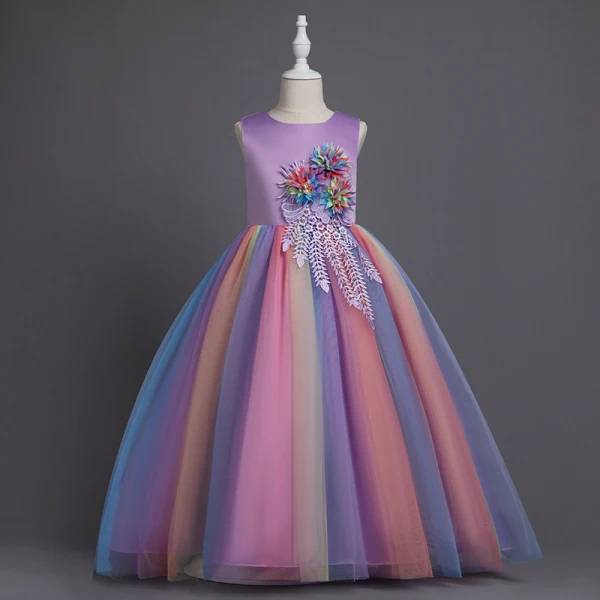 Chic / Beautiful Burgundy Appliques Pearl Lace Flower Birthday Flower Girl Dresses 2024 Ball Gown Scoop Neck Sleeveless Bow Sash Floor-Length / Long