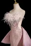 Sexy Rougissant Rose Perlage Faux Diamant Paillettes Gland Robe De Soirée 2025 Trompette / Sirène Bustier Sans Manches Dos Nu Noeud Tribunal Train Soirée