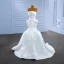 Haut de Gamme Ivoire Satin Trompette / Sirène Robe De Mariée 2022 Bustier Sans Manches Dos Nu Tribunal Train Mariage