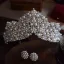 Vintage / Retro White Pearl Rhinestone Earrings Crown Wedding Bridal Hair Accessories 2025 Alloy
