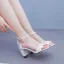 Elegante Weiß Knöchelriemen Spitze Blumen Brautschuhe 2024 7 cm Thick Heels Peeptoes Hochzeit Sandaletten Hochhackige