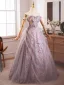 Flower Fairy Blushing Pink Star Sequins Multi-Colors Appliques Prom Dresses 2025 Ball Gown Off-The-Shoulder Sleeveless Backless Floor-Length / Long Formal Dresses