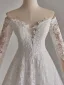 Élégant Blanche En Dentelle Fleur Robe De Mariée 2025 Robe Boule De l'épaule Manches Longues Dos Nu Train De Balayage