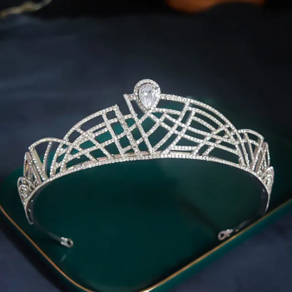 Brud Huvudbonad Vita Rhinestone Legering Bröllop Mode 2022 Brud Huvudbonad Tiara