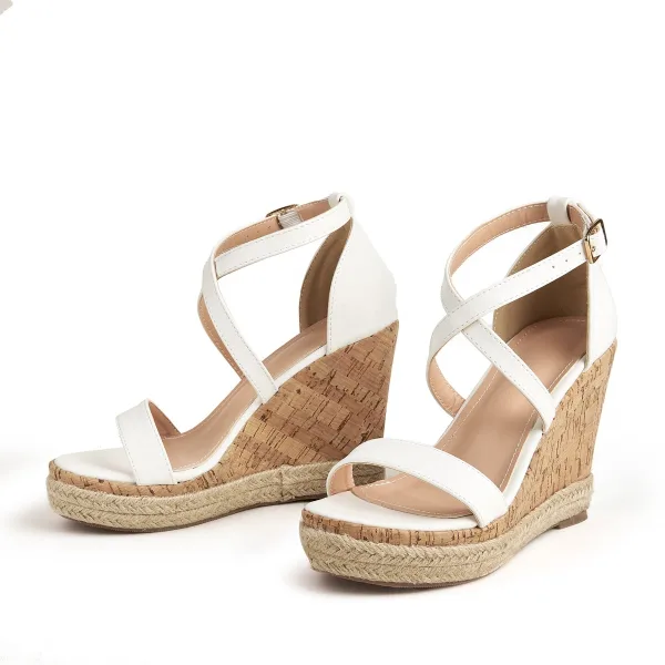 Vintage / Retro Summer Black Street Wear Waterproof Womens Sandals 2023 Ankle Strap 11 cm Wedges Open / Peep Toe Sandals