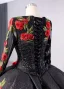 Elegant Black 3D Lace Flower Glitter Sequins Prom Dresses 2024 Ball Gown Scoop Neck Long Sleeve Royal Train Prom Formal Dresses
