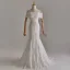 Elegant White Pearl Lace Flower Wedding Dresses 2025 Trumpet / Mermaid Off-The-Shoulder Sleeveless Backless Sweep Train Wedding