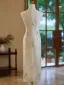 Chinese style Sage Green Printing Tea-length Cheongsam 2024 Trumpet / Mermaid High Neck Sleeveless