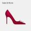 Elegant Royal Blue Satin Rhinestone Prom Pumps 2024 10 cm Stiletto Heels Pointed Toe Pumps High Heels