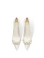 Elegante Weiß Strass Perle Satin Brautschuhe 2024 6 cm Stilettos Spitzschuh Hochzeit Pumps Hochhackige