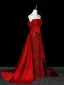 Elegante Rot Pailletten Ballkleider 2026 Meerjungfrau Bandeau Ärmellos Rückenfreies Lange Festliche Kleider