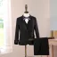 Black Sequins 5-piece Long Sleeve Boys Wedding Suits Boys Wedding Suits 2025 Coat Pants Shirt Tie Vest