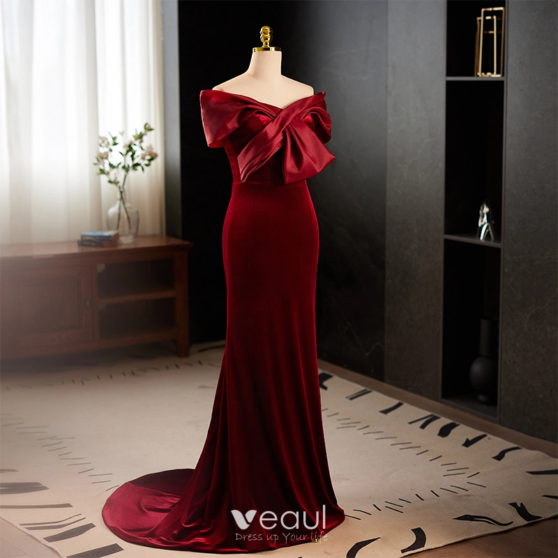 Satin & Velvet Trumpet Mermaid Burgundy Prom Dress Satin & Velvet Trumpet Mermaid Burgundy Prom Dress