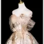 Élégant Doré Appliques Glitter Robe De Bal 2025 Dos Nu Robe Boule De l'épaule Manches Courtes Longue Robe De Ceremonie