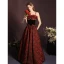 Modern / Fashion Burgundy Lace Butterfly Printing Evening Dresses 2023 A-Line / Princess Spaghetti Straps Sleeveless Pearl Rhinestone Backless Floor-Length / Long Evening Party
