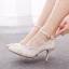 Elegant White Lace Flower Wedding Shoes 2023 Wedding Ankle Strap 8 cm Stiletto Heels Pointed Toe Wedding Shoes High Heels