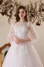 Chic / Beautiful White Prom Dresses 2022 A-Line / Princess Scoop Neck Beading Rhinestone Pearl Lace Flower Appliques Long Sleeve Floor-Length / Long Formal Dresses