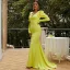Sexy Jaune Robe De Soirée 2022 Trompette / Sirène V-Cou Manches Longues Train De Balayage Soirée Robe De Ceremonie