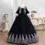 Vintage / Retro Black Lace Flower Prom Dresses 2026 Ball Gown Square Neckline Bell sleeves Backless Floor-Length / Long Formal Dresses