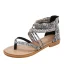Bohême Ethnique Marron Plage Plate Sandales Femme 2022 Bride Cheville Peep Toes / Bout Ouvert Sandales