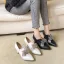 Mode Aprikos / Beige Casual Rhinestone Rosett Damskor 2022 7 cm Stilettklackar Spetsiga Damskor Högklackade