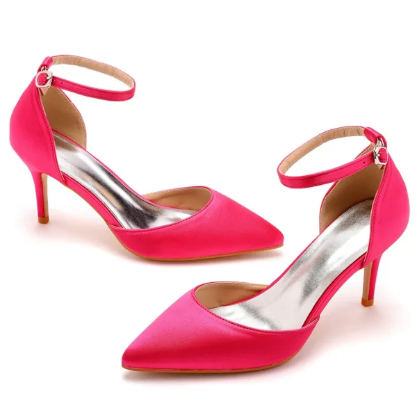 Modest / Simple Black Street Wear Womens Sandals 2023 Ankle Strap 7 cm Stiletto Heels Pointed Toe Sandals High Heels