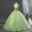 Fée Des Fleurs Vert Cendré Appliques Perlage Robe De Bal 2026 Robe Boule Encolure Dégagée Sans Manches Dos Nu Longue Robe De Ceremonie