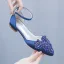 Chic / Beautiful Dark Green Rhinestone Prom Flat Womens Shoes Womens Sandals 2024 Ankle Strap Pointed Toe Sandals