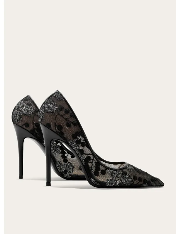 Vintage / Retro Black Embroidered Evening Party Pumps 2025 10 cm Stiletto Heels Pointed Toe Pumps High Heels