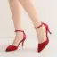 Schlicht Schwarz Ball Sandalen Damen 2024 Knöchelriemen 7 cm Stilettos Spitzschuh Hochhackige