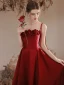 Modern / Fashion Burgundy Satin Evening Dresses 2023 A-Line / Princess Spaghetti Straps Bow Sleeveless Backless Floor-Length / Long Evening Party Formal Dresses