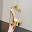 Charming Gold Summer Cocktail Party Womens Sandals 2022 Open / Peep Toe 16 cm Stiletto Heels Ankle Strap Sandals High Heels