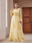 Élégant Jaune Robe De Bal 2025 Princesse Encolure Dégagée Manches de cloche Longue Promo Robe De Ceremonie
