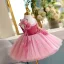 Chic / Beautiful Fuchsia Appliques Birthday Flower Girl Dresses 2025 Ball Gown Spaghetti Straps Sleeveless Backless Floor-Length / Long Flower Girl Dresses