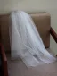 Modest / Simple White Handmade  Pearl Wedding Veils 2025 Tulle