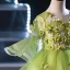 Flower Fairy Sage Green Appliques Birthday Flower Girl Dresses 2024 Ball Gown V-Neck Bell sleeves Floor-Length / Long