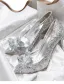 Charmant Argenté Cristal Chaussure De Mariée 2026 6 cm Talons Aiguilles Faux Diamant À Bout Pointu Mariage Escarpins