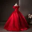 Elegant Red Prom Dresses 2025 Ball Gown Ruffle Off-The-Shoulder Short Sleeve Backless Floor-Length / Long Formal Dresses