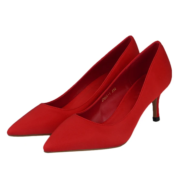 Modest / Simple Green Office OL Pumps 2023 Satin 6 cm Stiletto Heels Pointed Toe Pumps High Heels